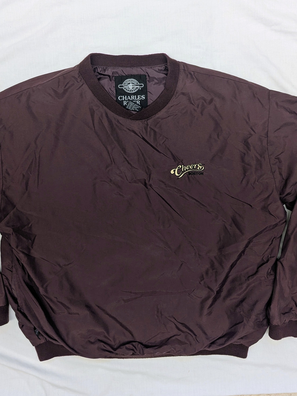 Cheers Boston Pullover Nylon Windbreaker Burgundy men's XL TV Citcom 80s